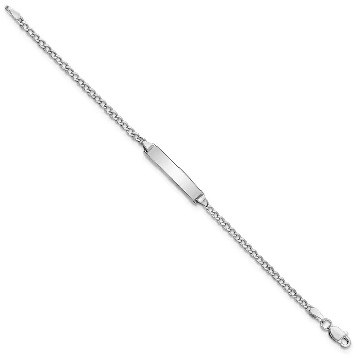 Solid 14K White Gold Polished SemiSolid Cuban ID Bracelet MDS Bracelets Solid 14K White Gold Polished SemiSolid Cuban ID Bracelet MDS Bracelets