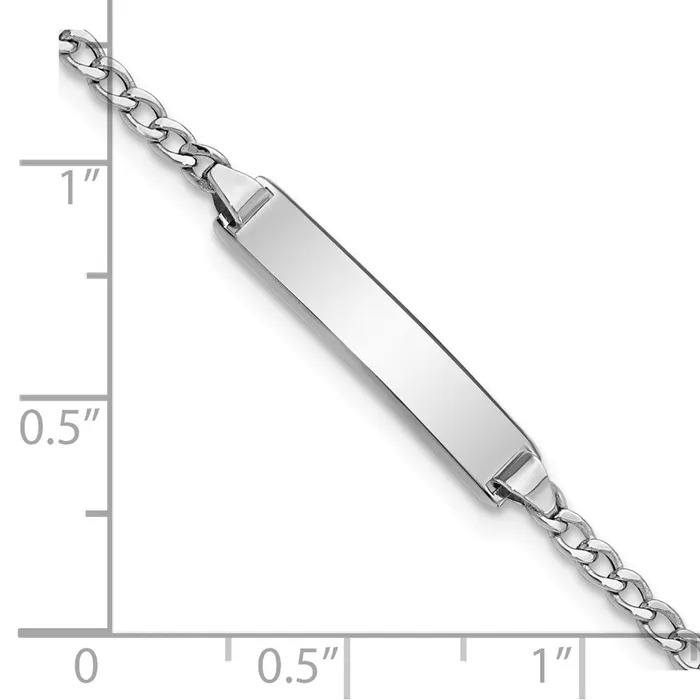Solid 14K White Gold Polished SemiSolid Cuban ID Bracelet MDS Bracelets Solid 14K White Gold Polished SemiSolid Cuban ID Bracelet MDS Bracelets