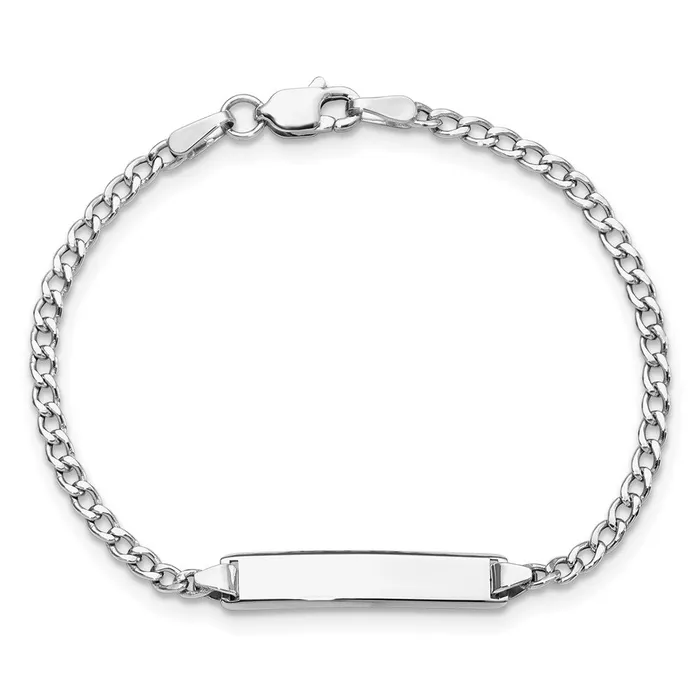 Solid 14K White Gold Polished SemiSolid Cuban ID Bracelet MDS Bracelets Solid 14K White Gold Polished SemiSolid Cuban ID Bracelet MDS Bracelets