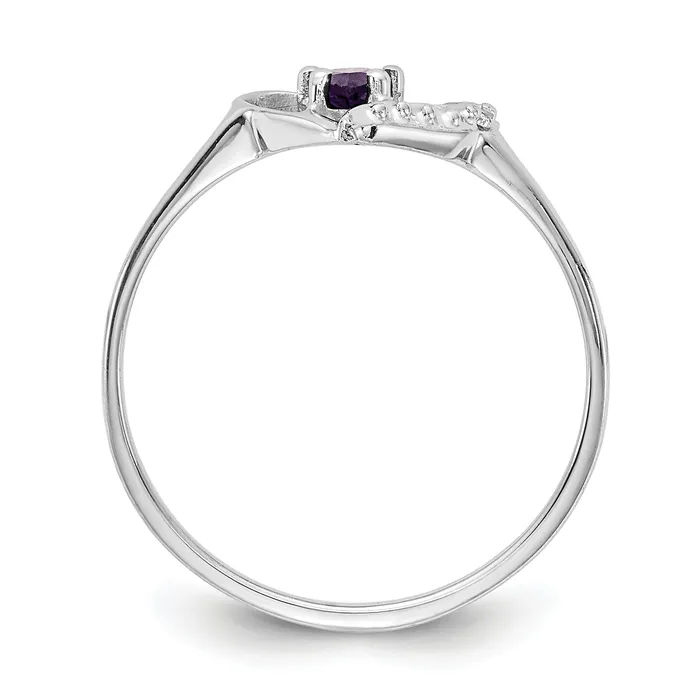 Solid 14k White Gold Simulated Amethyst AA CZ Ring Goldia Rings