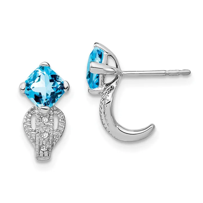Solid 14k White Gold Simulated Blue Topaz and CZ Earrings Goldia Earrings Solid 14k White Gold Simulated Blue Topaz and CZ Earrings Goldia Earrings