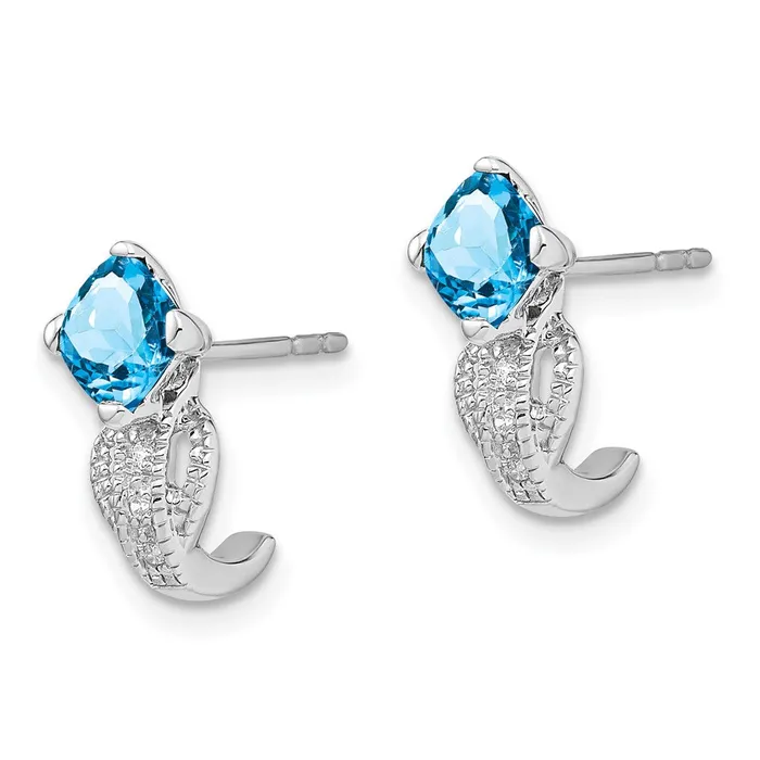 Solid 14k White Gold Simulated Blue Topaz and CZ Earrings Goldia Earrings Solid 14k White Gold Simulated Blue Topaz and CZ Earrings Goldia Earrings