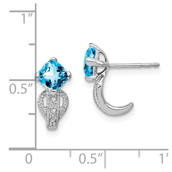 Solid 14k White Gold Simulated Blue Topaz and CZ Earrings Goldia Earrings Solid 14k White Gold Simulated Blue Topaz and CZ Earrings Goldia Earrings