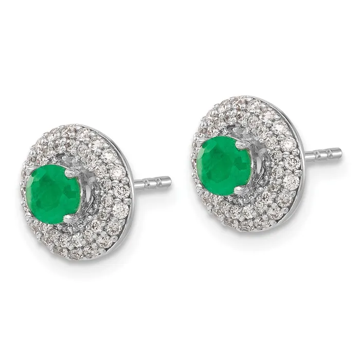 Solid 14k White Gold Simulated CZ and Emerald Stud w JacKet Earrings Goldia Earrings Solid 14k White Gold Simulated CZ and Emerald Stud w JacKet Earrings Goldia Earrings