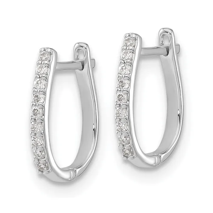 Solid 14k White Gold Simulated CZ Hinged Hoop Earrings Goldia Earrings Solid 14k White Gold Simulated CZ Hinged Hoop Earrings Goldia Earrings