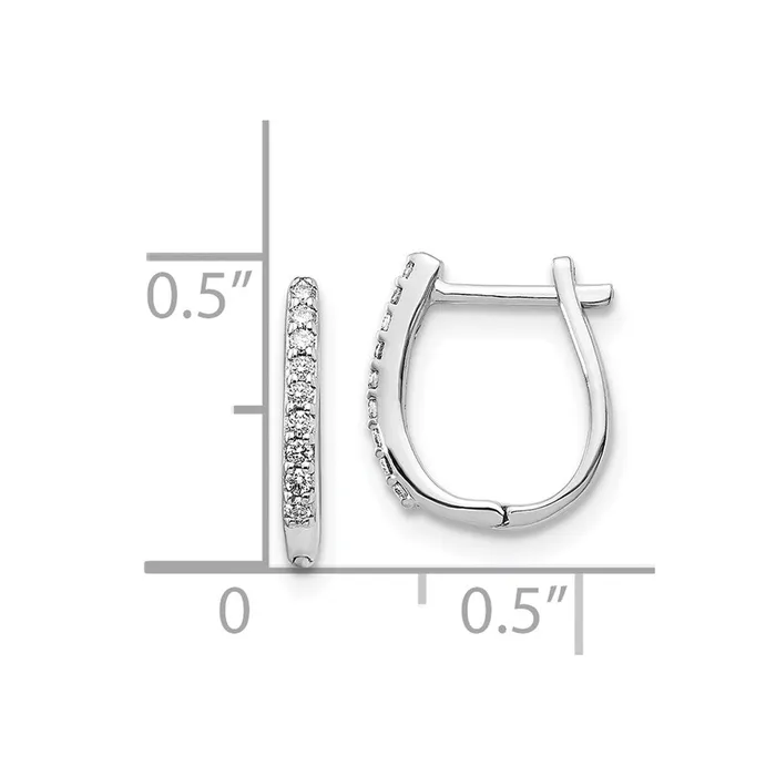 Solid 14k White Gold Simulated CZ Hinged Hoop Earrings Goldia Earrings Solid 14k White Gold Simulated CZ Hinged Hoop Earrings Goldia Earrings