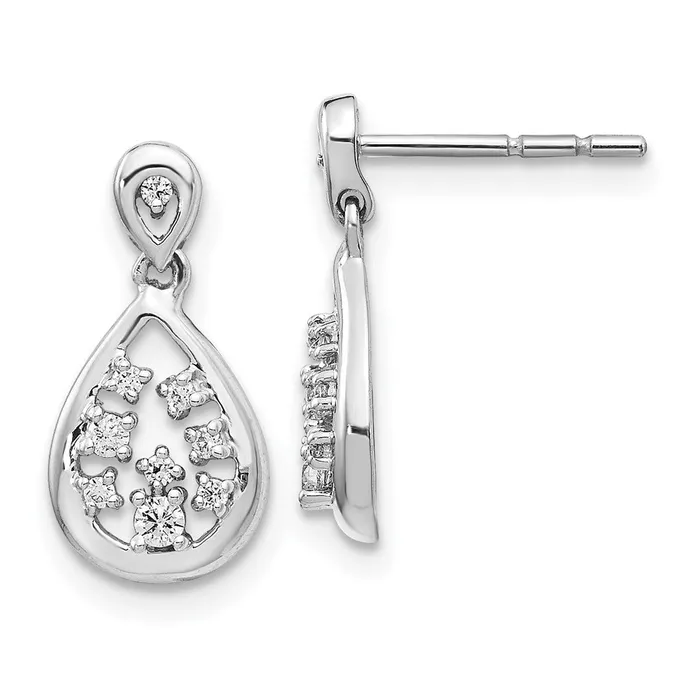 Solid 14k White Gold Simulated CZ Post Earrings Goldia Earrings