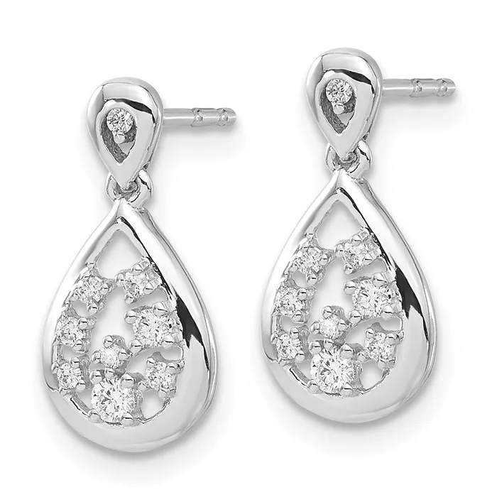 Solid 14k White Gold Simulated CZ Post Earrings Goldia Earrings