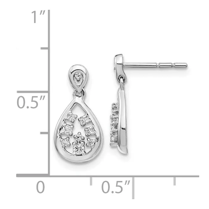 Solid 14k White Gold Simulated CZ Post Earrings Goldia Earrings