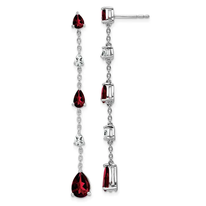 Solid 14k White Gold Simulated Garnet and Topaz Dangle Earrings Goldia Earrings Solid 14k White Gold Simulated Garnet and Topaz Dangle Earrings Goldia Earrings