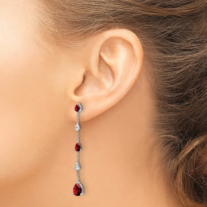 Solid 14k White Gold Simulated Garnet and Topaz Dangle Earrings Goldia Earrings Solid 14k White Gold Simulated Garnet and Topaz Dangle Earrings Goldia Earrings