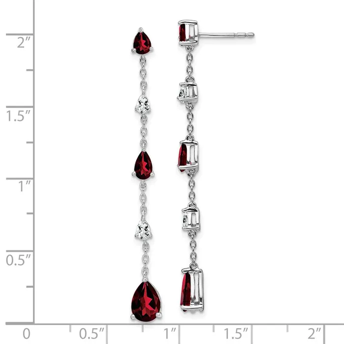 Solid 14k White Gold Simulated Garnet and Topaz Dangle Earrings Goldia Earrings Solid 14k White Gold Simulated Garnet and Topaz Dangle Earrings Goldia Earrings