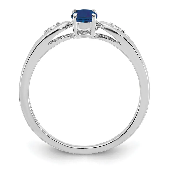 Solid 14k White Gold Simulated Sapphire and CZ Ring Goldia Rings