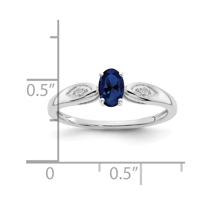 Solid 14k White Gold Simulated Sapphire and CZ Ring Goldia Rings
