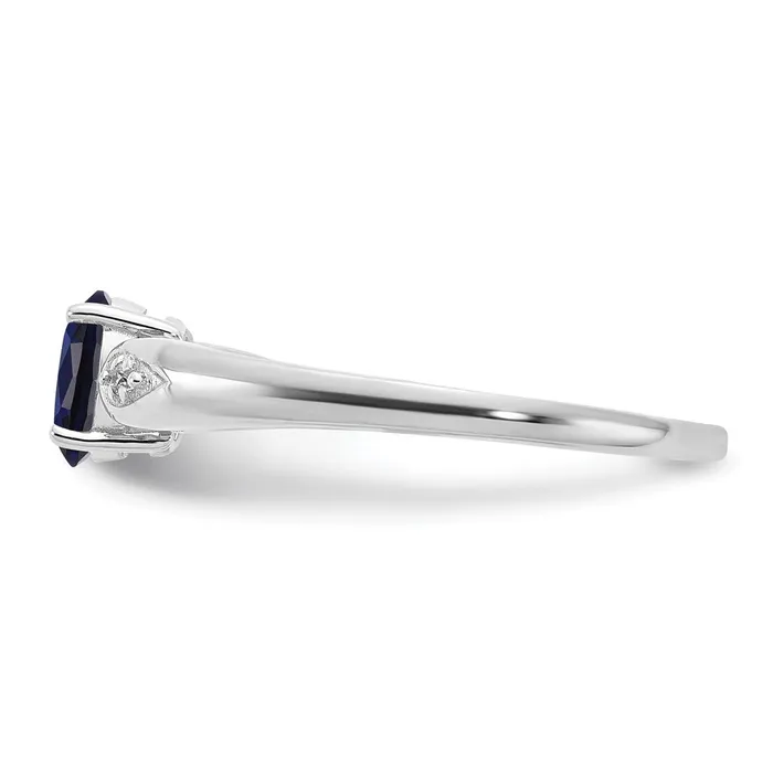 Solid 14k White Gold Simulated Sapphire and CZ Ring Goldia Rings