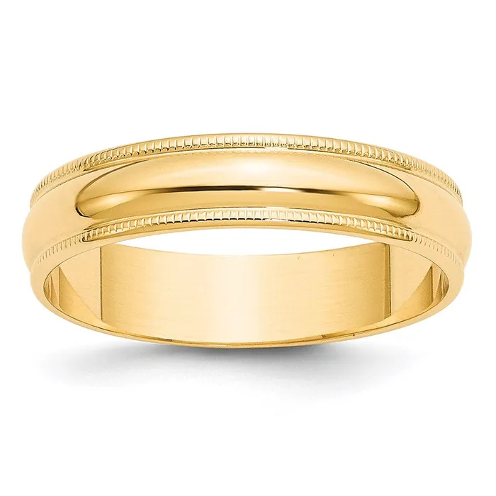 Solid 14K Yellow Gold 5mm Light Weight Milgrain Half Round MensWomens Wedding Band Ring Size 75 Goldia Rings Solid 14K Yellow Gold 5mm Light Weight Milgrain Half Round MensWomens Wedding Band Ring Size 75 Goldia Rings