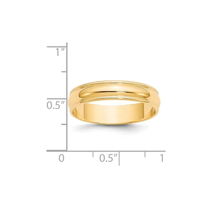 Solid 14K Yellow Gold 5mm Light Weight Milgrain Half Round MensWomens Wedding Band Ring Size 75 Goldia Rings Solid 14K Yellow Gold 5mm Light Weight Milgrain Half Round MensWomens Wedding Band Ring Size 75 Goldia Rings