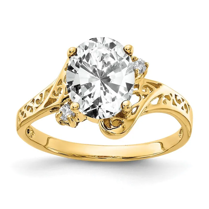 Solid 14k Yellow Gold 9x7mm Oval Cubic Zirconia A Simulated CZ Ring Goldia Rings Solid 14k Yellow Gold 9x7mm Oval Cubic Zirconia A Simulated CZ Ring Goldia Rings