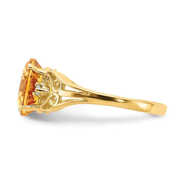Solid 14k Yellow Gold 9x7mm Oval Simulated Citrine A CZ Ring Goldia Rings