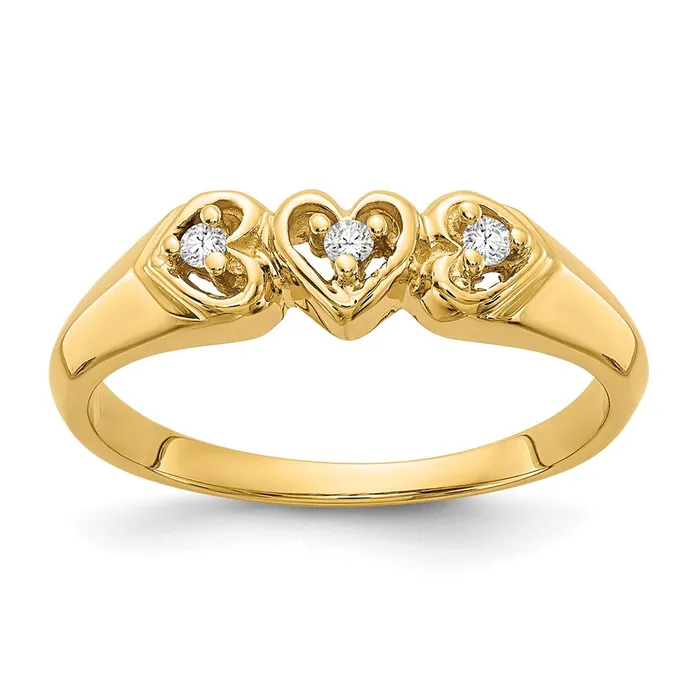 Solid 14k Yellow Gold A Simulated CZ heart Ring Goldia Rings