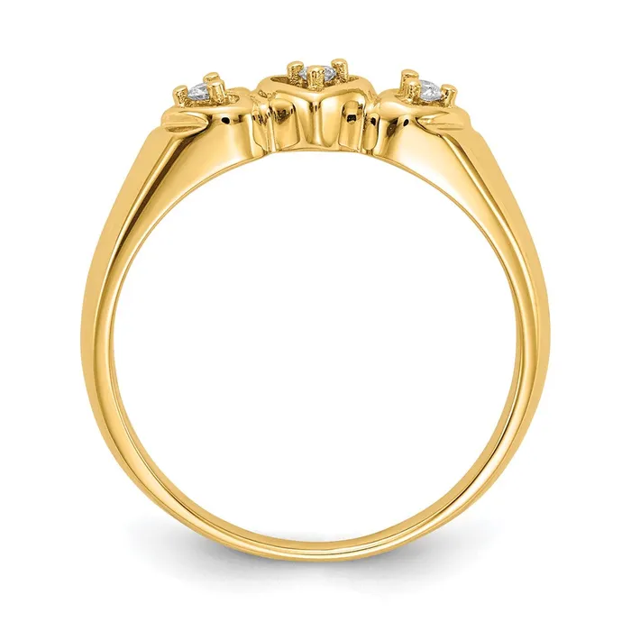 Solid 14k Yellow Gold A Simulated CZ heart Ring Goldia Rings