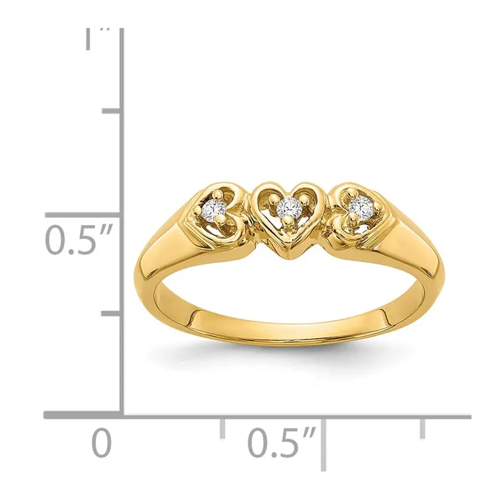 Solid 14k Yellow Gold A Simulated CZ heart Ring Goldia Rings