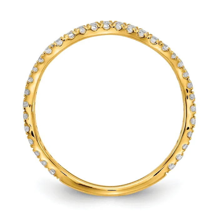 Solid 14k Yellow Gold Simulated CZ Wavy Band Goldia Rings