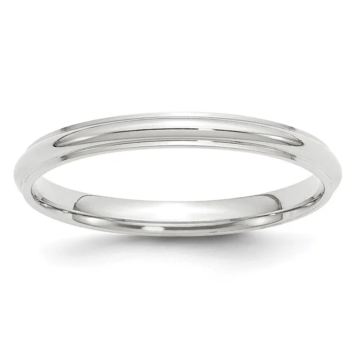 Solid 18K White Gold 25mm Half Round with Edge MensWomens Wedding Band Ring Size 125 Goldia Rings Solid 18K White Gold 25mm Half Round with Edge MensWomens Wedding Band Ring Size 125 Goldia Rings