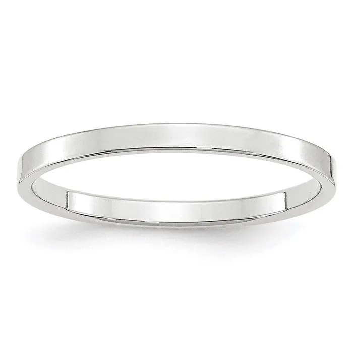 Solid 18K White Gold 2mm Light Weight Flat MensWomens Wedding Band Ring Size 10 Goldia Rings Solid 18K White Gold 2mm Light Weight Flat MensWomens Wedding Band Ring Size 10 Goldia Rings