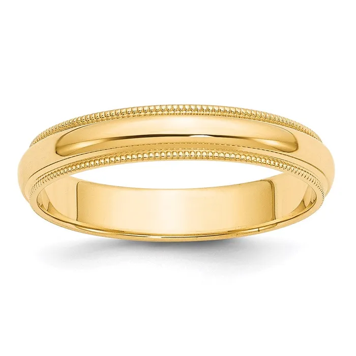 Solid 18K Yellow Gold 4mm Milgrain HalfRound Wedding MensWomens Wedding Band Ring Size 55 Goldia Rings Solid 18K Yellow Gold 4mm Milgrain HalfRound Wedding MensWomens Wedding Band Ring Size 55 Goldia Rings