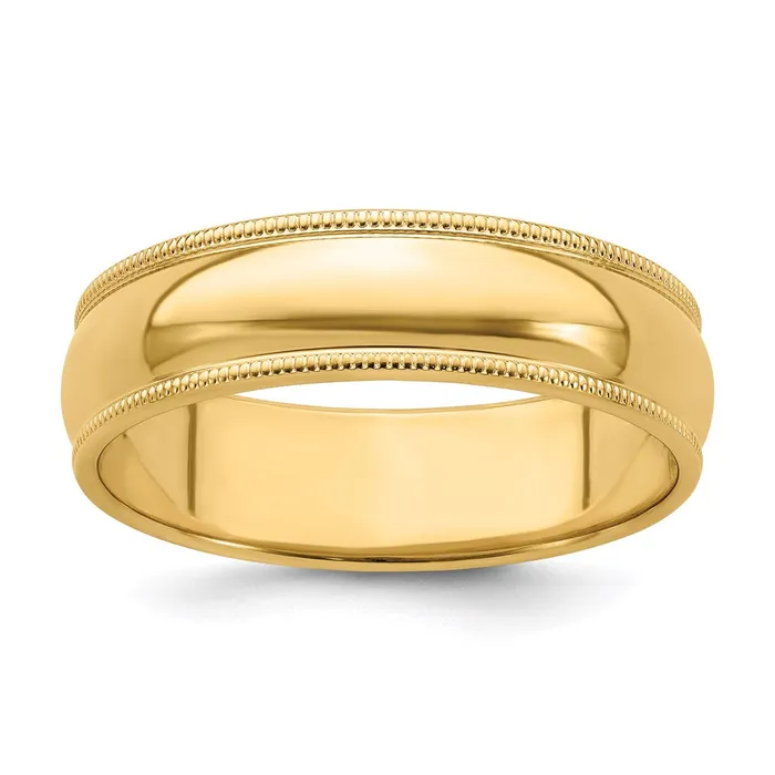 Solid 18K Yellow Gold 6mm Milgrain HalfRound Wedding MensWomens Wedding Band Ring Size 55 Goldia Rings Solid 18K Yellow Gold 6mm Milgrain HalfRound Wedding MensWomens Wedding Band Ring Size 55 Goldia Rings