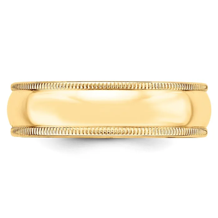 Solid 18K Yellow Gold 6mm Milgrain HalfRound Wedding MensWomens Wedding Band Ring Size 55 Goldia Rings Solid 18K Yellow Gold 6mm Milgrain HalfRound Wedding MensWomens Wedding Band Ring Size 55 Goldia Rings