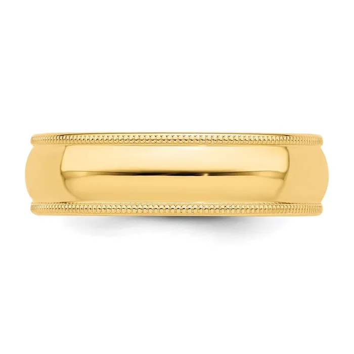 Solid 18K Yellow Gold 6mm Milgrain HalfRound Wedding MensWomens Wedding Band Ring Size 55 Goldia Rings Solid 18K Yellow Gold 6mm Milgrain HalfRound Wedding MensWomens Wedding Band Ring Size 55 Goldia Rings