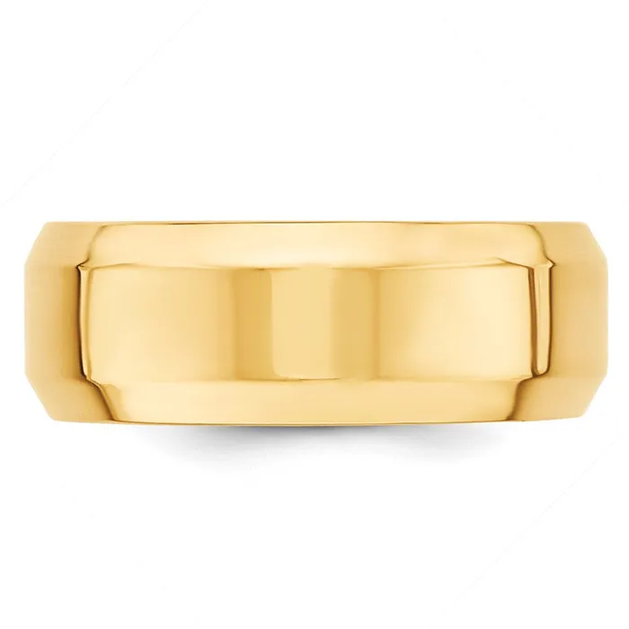 Solid 18K Yellow Gold 8mm Bevel Edge Comfort Fit MensWomens Wedding Band Ring Size 75 Goldia Rings Solid 18K Yellow Gold 8mm Bevel Edge Comfort Fit MensWomens Wedding Band Ring Size 75 Goldia Rings