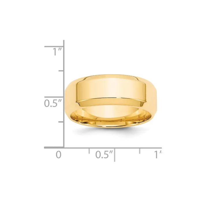 Solid 18K Yellow Gold 8mm Bevel Edge Comfort Fit MensWomens Wedding Band Ring Size 75 Goldia Rings Solid 18K Yellow Gold 8mm Bevel Edge Comfort Fit MensWomens Wedding Band Ring Size 75 Goldia Rings