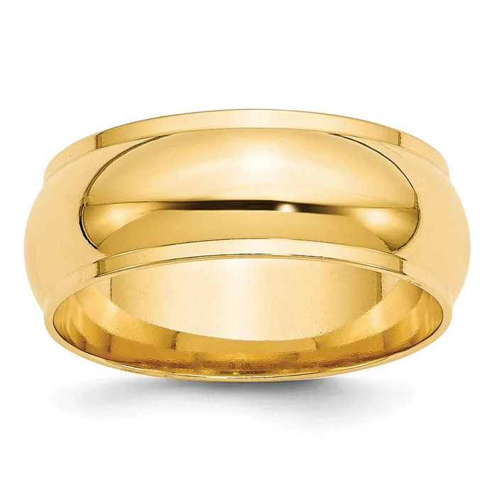 Solid 18K Yellow Gold 8mm Half Round with Edge MensWomens Wedding Band Ring Size 125 Goldia Rings Solid 18K Yellow Gold 8mm Half Round with Edge MensWomens Wedding Band Ring Size 125 Goldia Rings