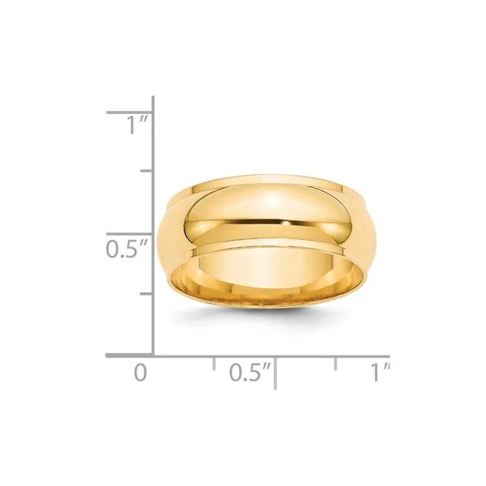 Solid 18K Yellow Gold 8mm Half Round with Edge MensWomens Wedding Band Ring Size 125 Goldia Rings Solid 18K Yellow Gold 8mm Half Round with Edge MensWomens Wedding Band Ring Size 125 Goldia Rings