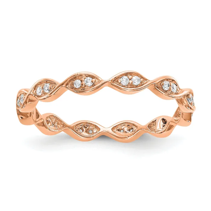 Solid Real 14k Tricolor Gold 16CT Vintage Pave Size 75 CZ Eternity Wedding Band Ring Goldia Rings