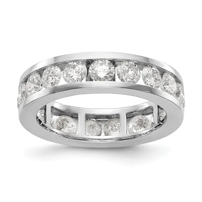 Solid Real 14k White Gold Polished 3ct Channel Set CZ Eternity Wedding Band Ring Goldia Rings Solid Real 14k White Gold Polished 3ct Channel Set CZ Eternity Wedding Band Ring Goldia Rings