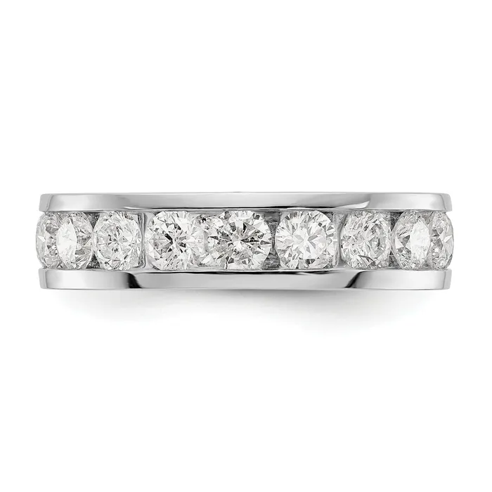 Solid Real 14k White Gold Polished 3ct Channel Set CZ Eternity Wedding Band Ring Goldia Rings