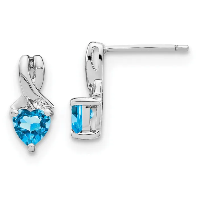 Sterling Silver Blue Topaz and Real Diamond Earrings Goldia Earrings
