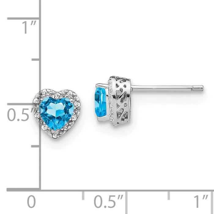 Sterling Silver Blue Topaz and Real Diamond Earrings Goldia Earrings