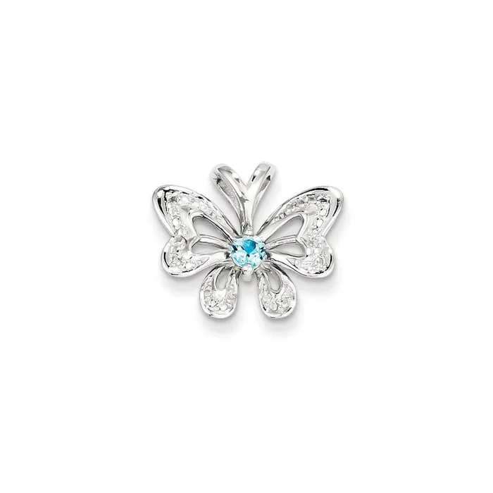 Sterling Silver Blue Topaz u0026 Diamond Pendant Goldia Necklaces