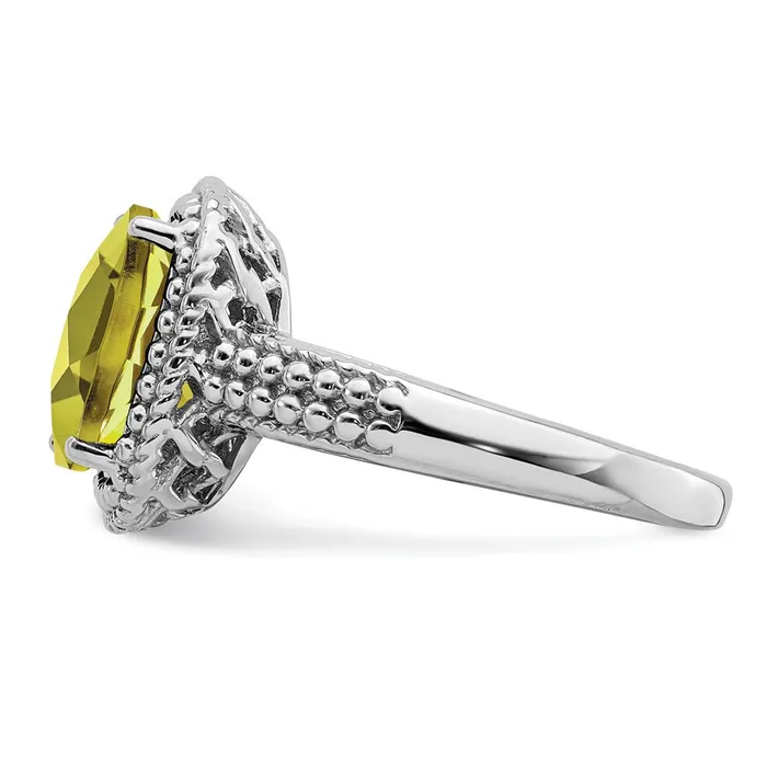 Sterling Silver Rhodium CheckerCut Lemon Quartz Ring Goldia Rings