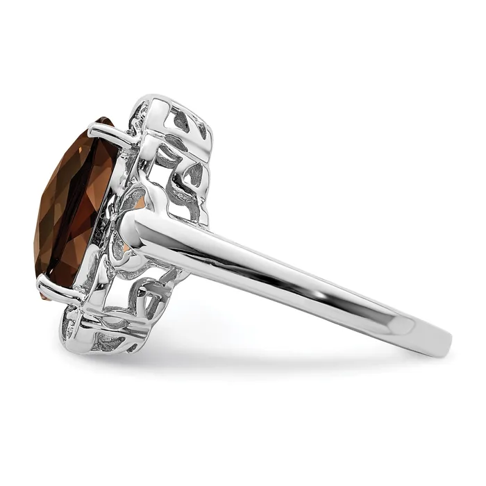 Sterling Silver Rhodium CheckerCut Smoky Quartz u0026 Natural Diamond Gemstone Birthstone Ring Fine Jewelry Gift for Her Goldia Rings Sterling Silver Rhodium CheckerCut Smoky Quartz u0026 Natural Diamond Gemstone Birthstone Ring Fine Jewelry Gift for Her Goldia Rings