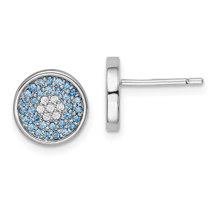 Sterling Silver Rhodium plated Blue Spinel and CZ Post Earrings Goldia Earrings Sterling Silver Rhodium plated Blue Spinel and CZ Post Earrings Goldia Earrings