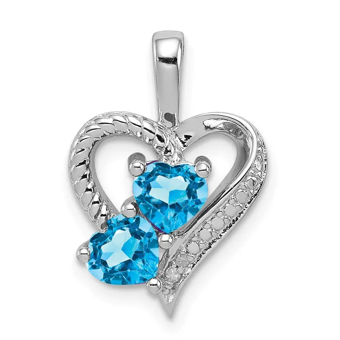 Sterling Silver Rhodiumplated Blue Topaz Diamond Pendant Goldia Necklaces