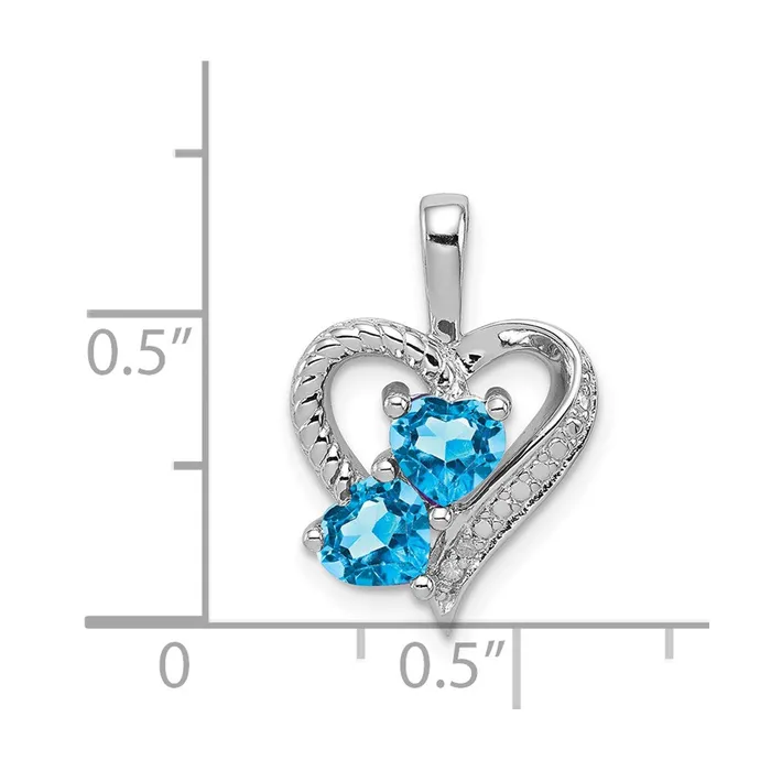 Sterling Silver Rhodiumplated Blue Topaz Diamond Pendant Goldia Necklaces