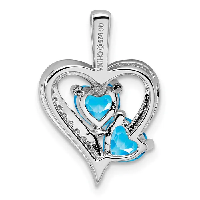 Sterling Silver Rhodiumplated Blue Topaz Diamond Pendant Goldia Necklaces