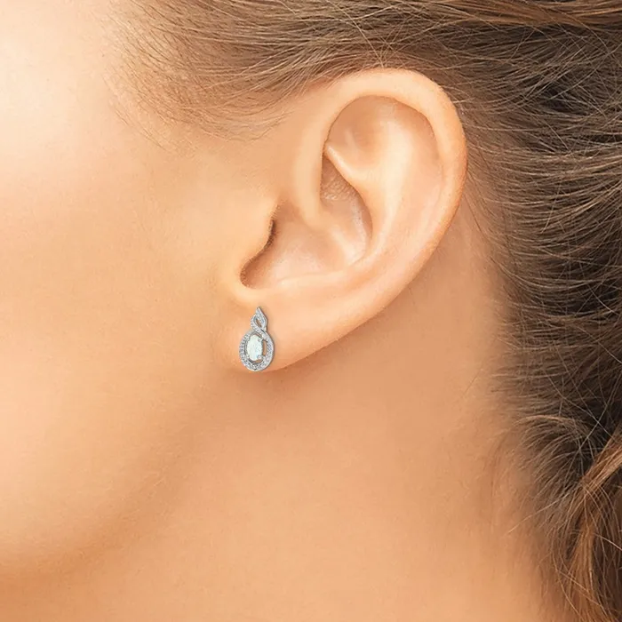 Sterling Silver Rhodiumplated Created Opal u0026 Diamond Earrings Goldia Earrings